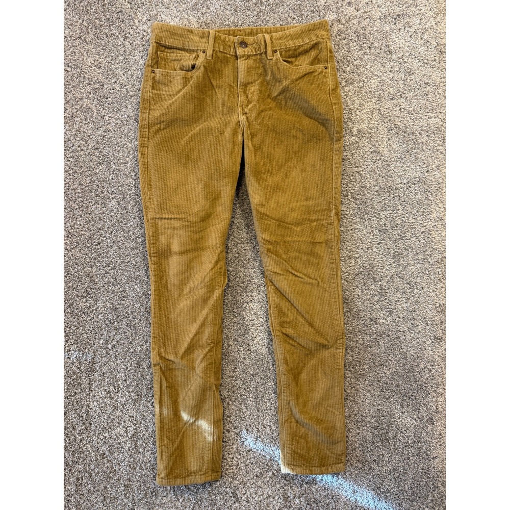 Levis‎ Corduroy Pants Womens 30x30 Tan Harvest Gold Slim Straight Stretch